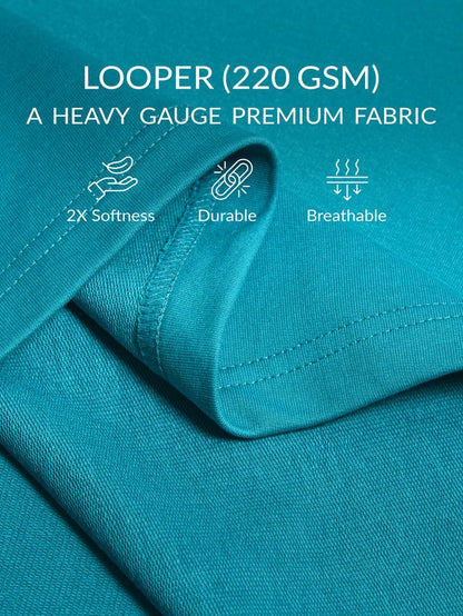 Aqua Blue Plain Oversized T-shirt for Men
